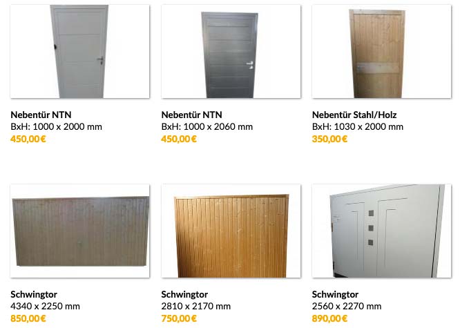 Gu00fcnstige Tore und Tu00fcren. Lagerware. Schnu00e4ppchen im TBS Webshop