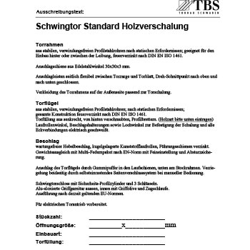 Ausschreibungen von Torbau Schwaben